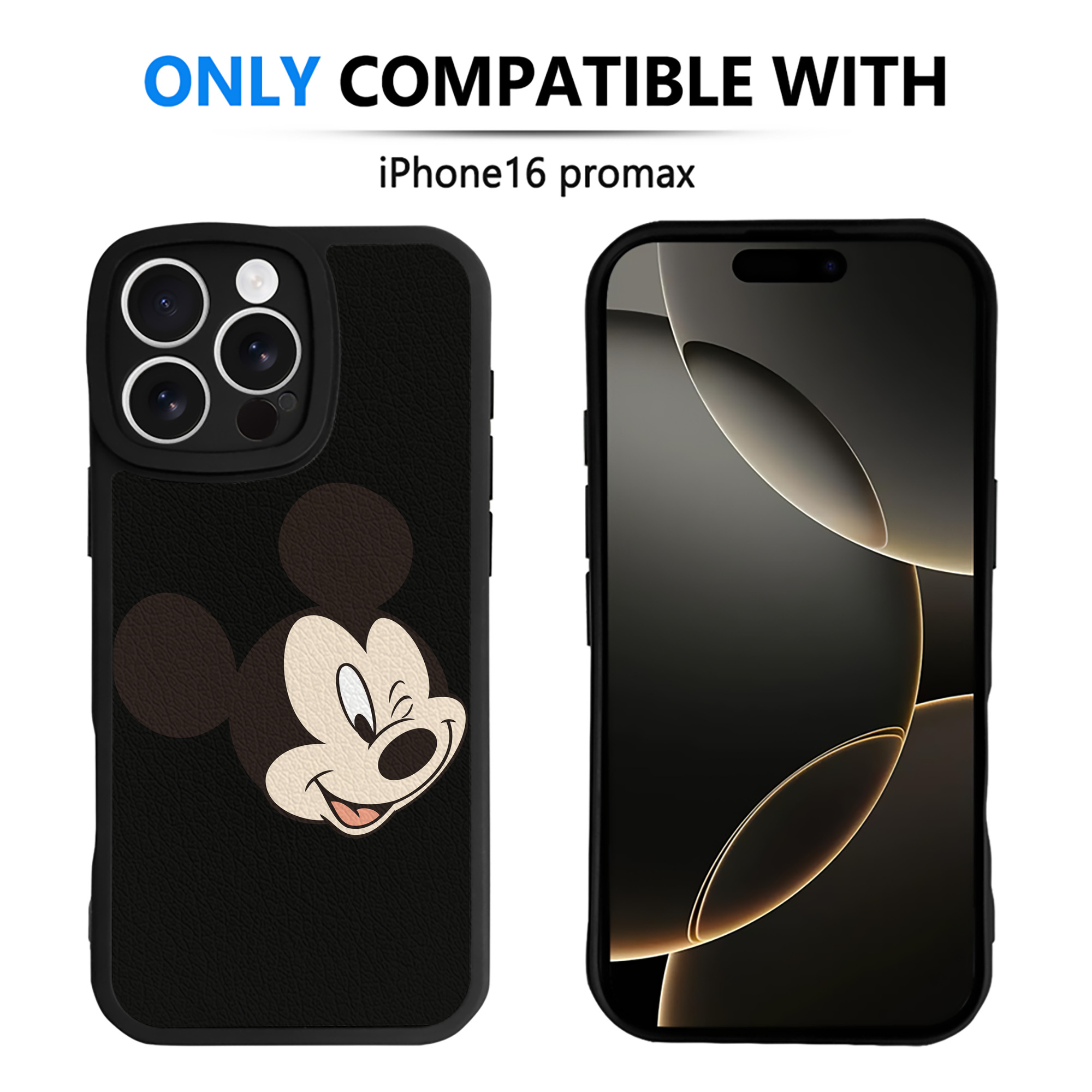 （画像用） ミッキーマウス Mickey Mouse 【iPhone 16シリーズ対応】シリコンスマホケース（レザー調） 材質：シリコン